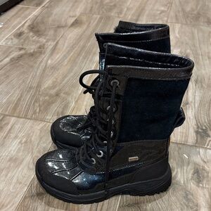 Waterproof UGG Black Lace-Up Winter Snow Boots